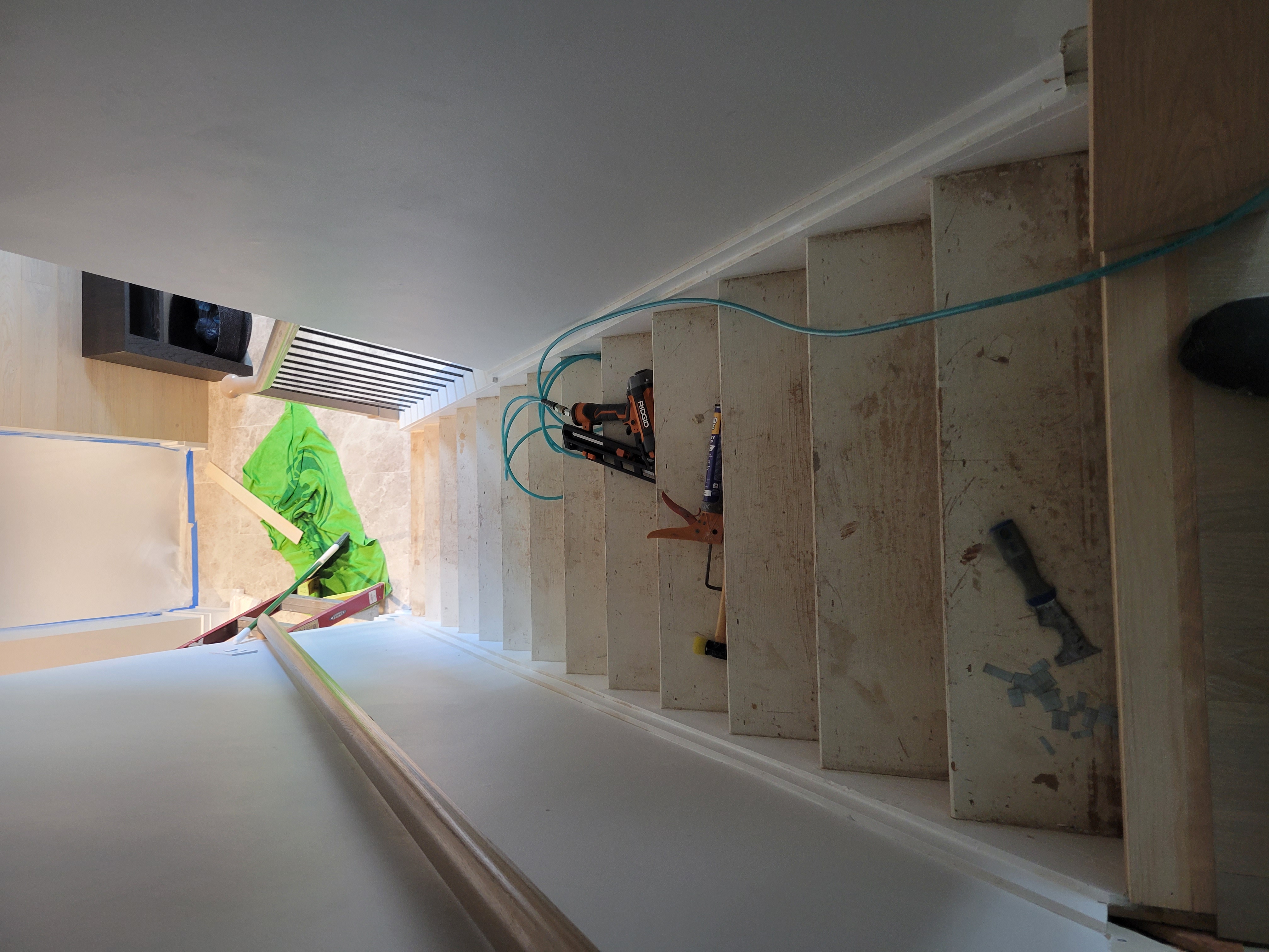 Stair stringer before treads