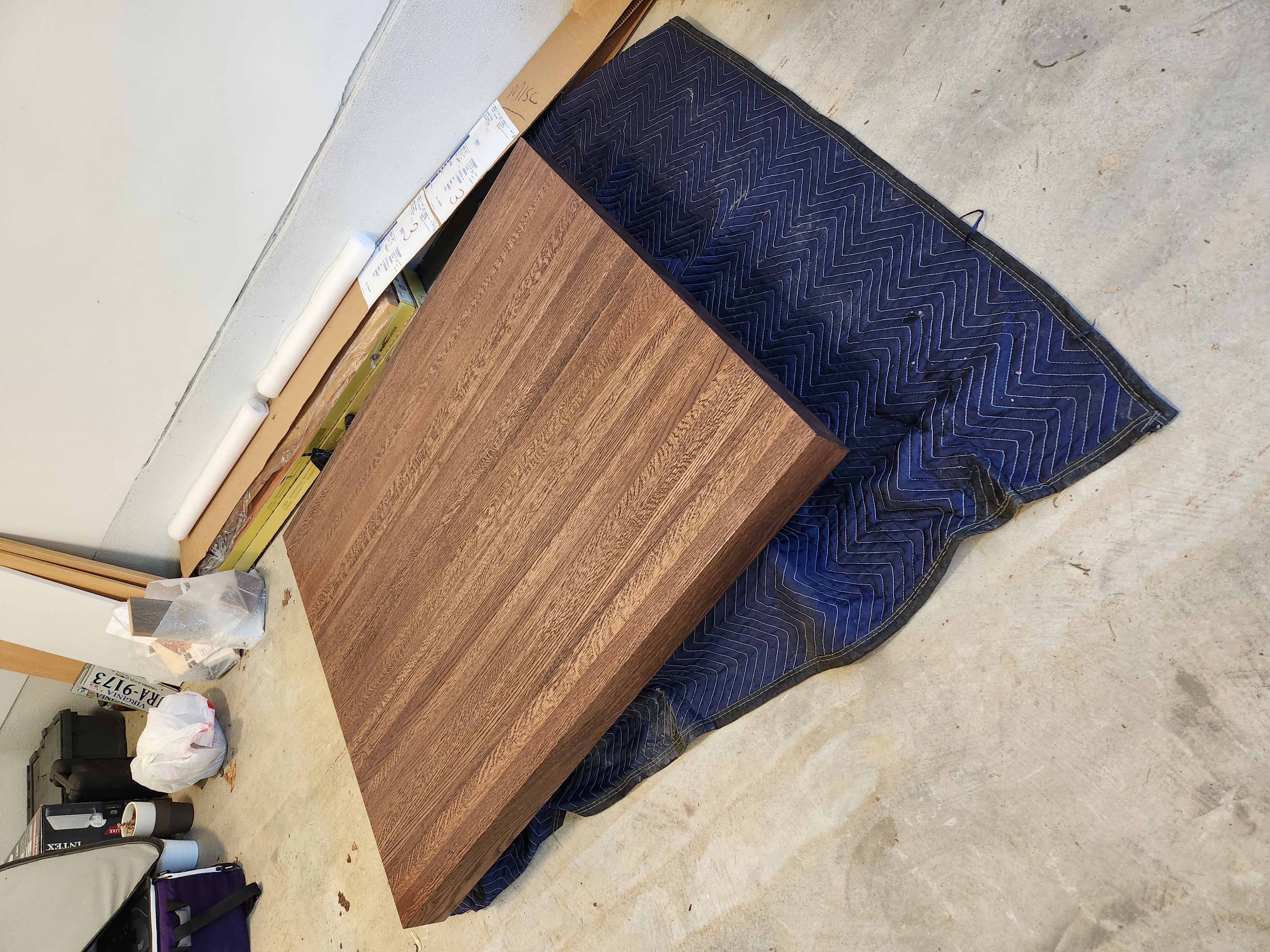 Raw walnut slab before install